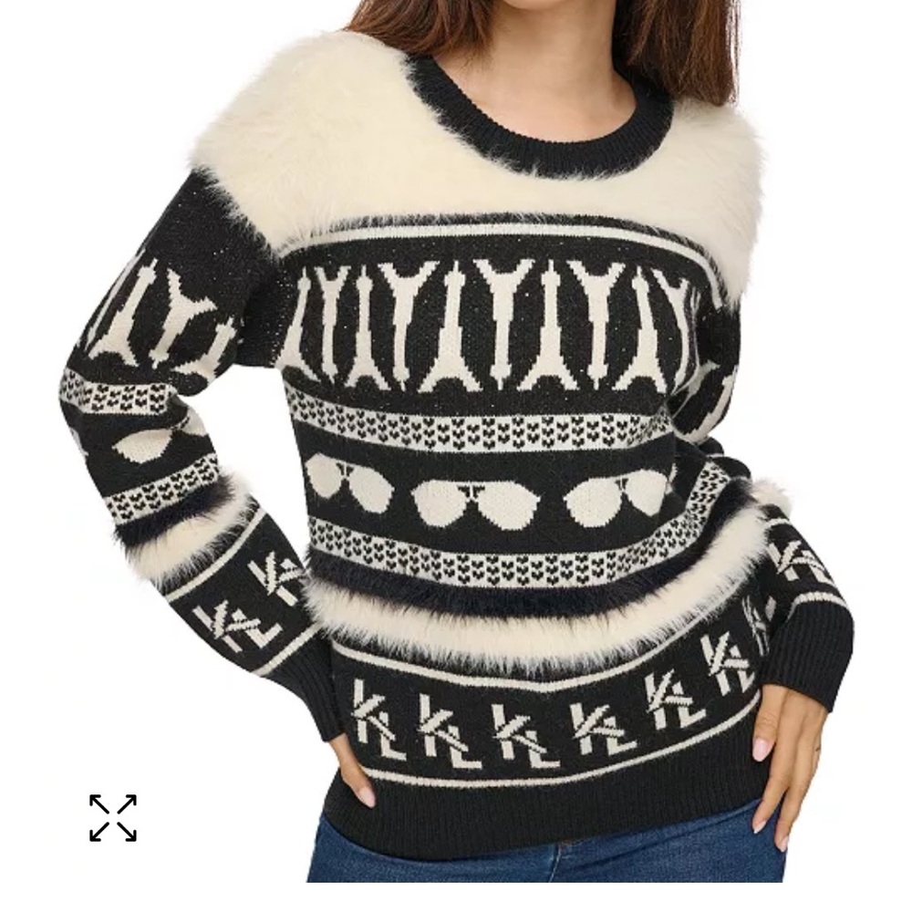 Karl Lagerfeld Paris Motif Eyelash Knit Sweater Size Medium
